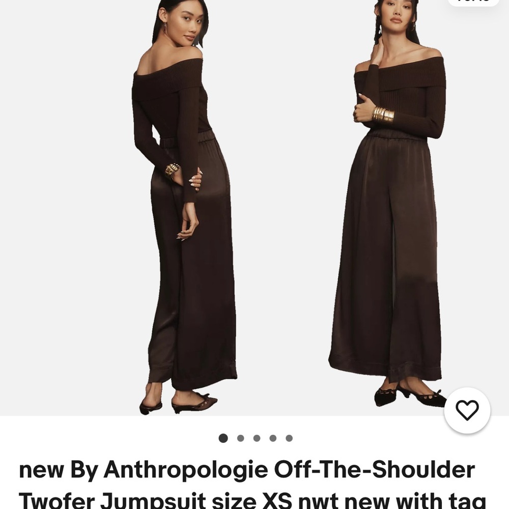 Anthropologie Brown Flowy Jumpsuit